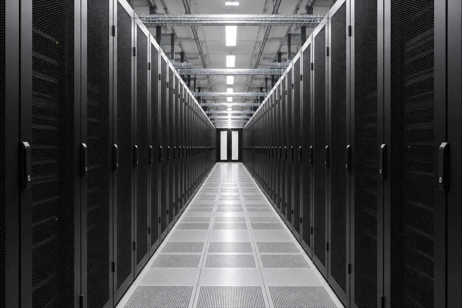 Server cabinets in a secure data center aisle